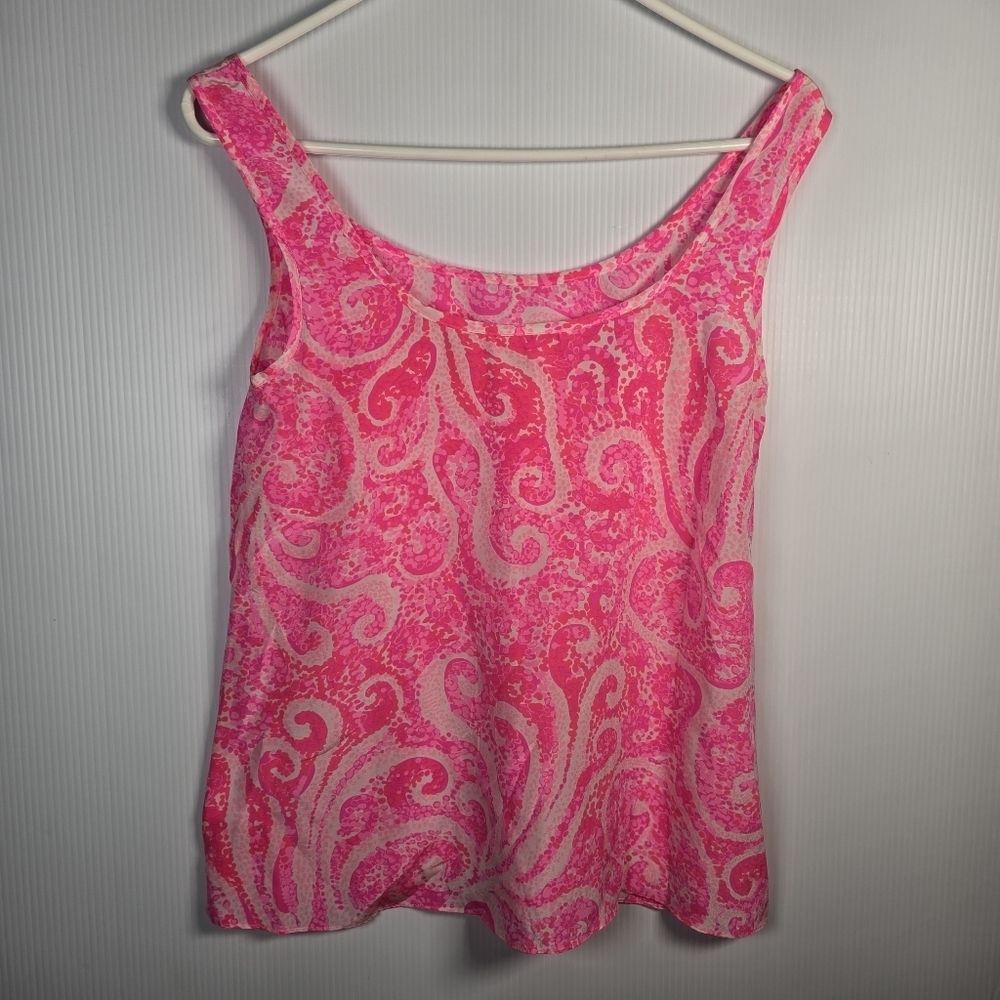 Lilly Pulitzer Women's Cosmos Sleeveless Silk Tank In Pink Pout Size XS - Picture 5 of 13